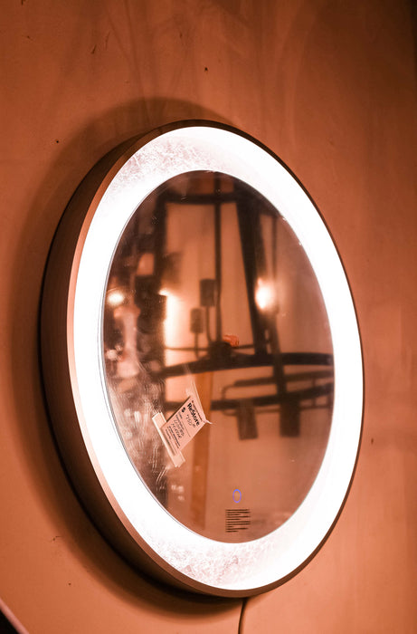 Round LED Wall Mirror in 3 inch Silver Wood Frame
