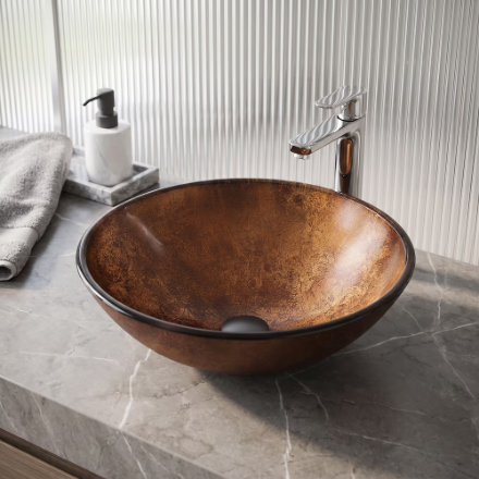 VIGO Giovanni Vessel Bathroom Sink in Brown Fusion (New)