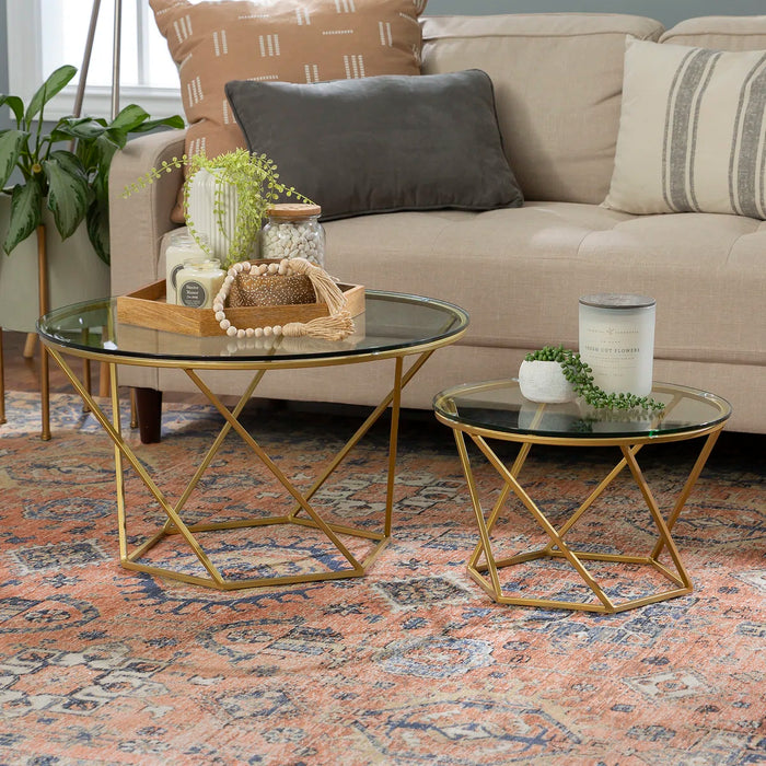 Epsilon Frame 2 Piece Coffee Table Set - Table Base Colour Gold - AF28CLRGGGD