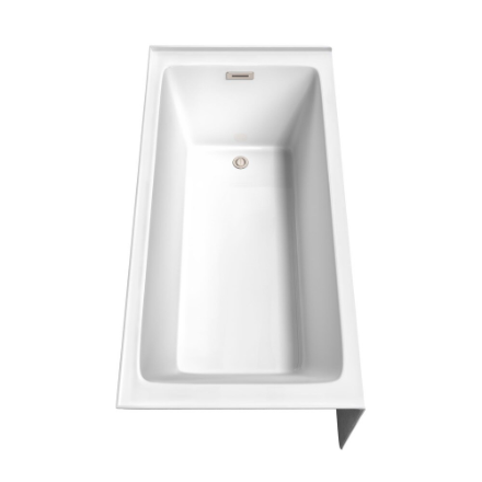 Wyndham Collection Grayley 60 inch Alcove Bathtub in White with Right-Hand Drain and Overflow Trim in Brushed Nickel (New)