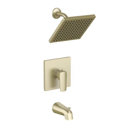 HDG Single Handle Wall Mount 1-Spray Bathtub Shower Faucet with Rain Shower Head in Matte Gold (New)