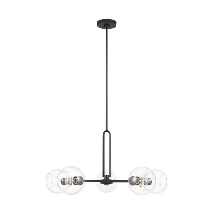 Generation Lighting Codyn 5-Light Midnight Black Large Chandelier with Clear Glass Shades