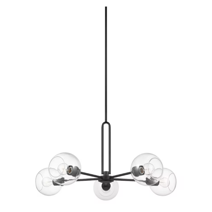 Generation Lighting Codyn 5-Light Midnight Black Large Chandelier with Clear Glass Shades