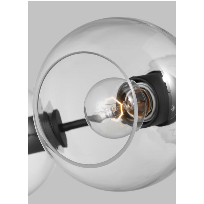 Generation Lighting Codyn 5-Light Midnight Black Large Chandelier with Clear Glass Shades