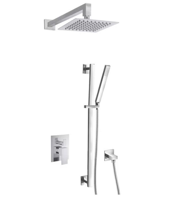 Akuaplus Square Shower Faucet with Sliding Rail in Chrome
