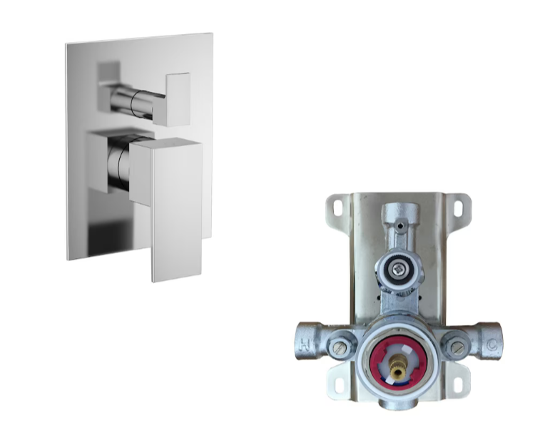 Akuaplus Square Shower Faucet with Sliding Rail in Chrome