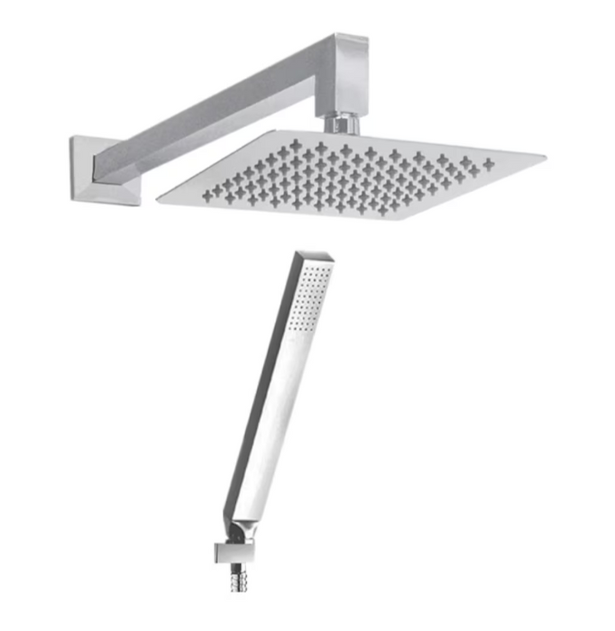 Akuaplus Square Shower Faucet with Sliding Rail in Chrome