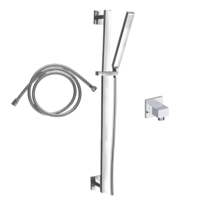 Akuaplus Square Shower Faucet with Sliding Rail in Chrome