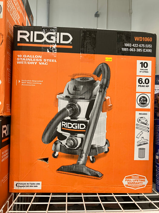 Ridgid 37.5L Stainless Steel Wet Dry Shop Vac (new)