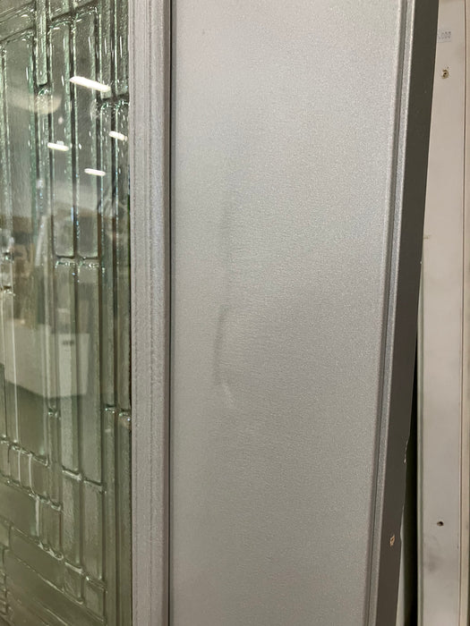 Grey Exterior Door With Glass Pane