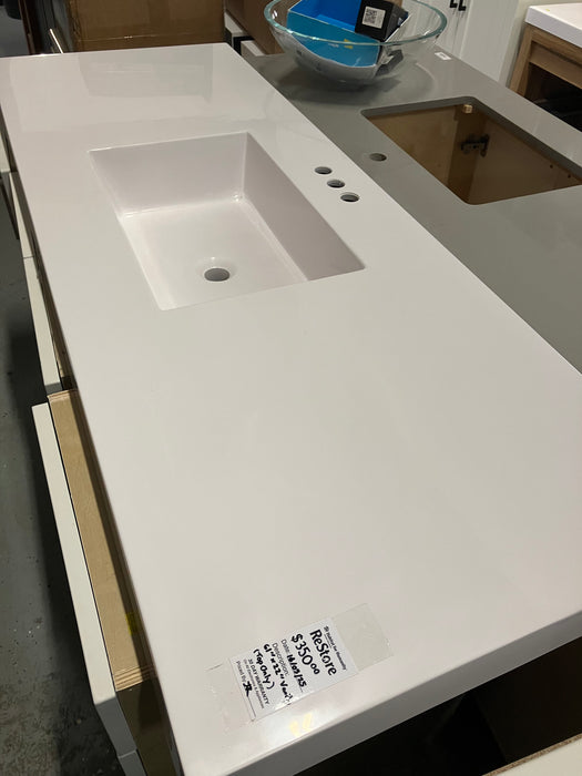 61-Inch W x 22-Inch D Vanity Top in White with Rectangle Bowl