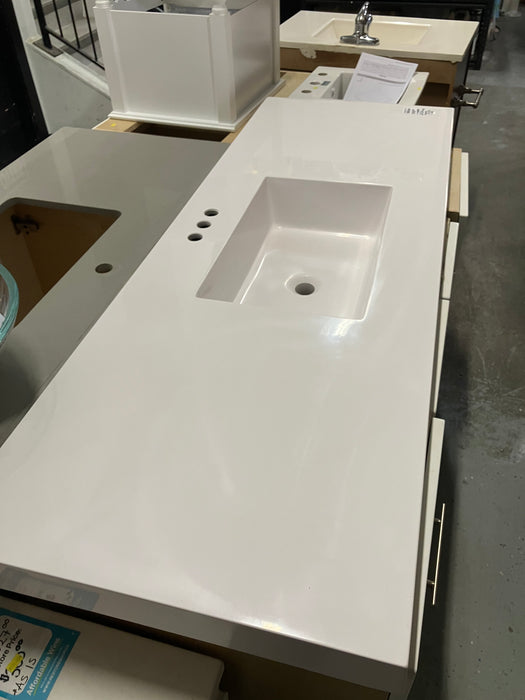 61-Inch W x 22-Inch D Vanity Top in White with Rectangle Bowl