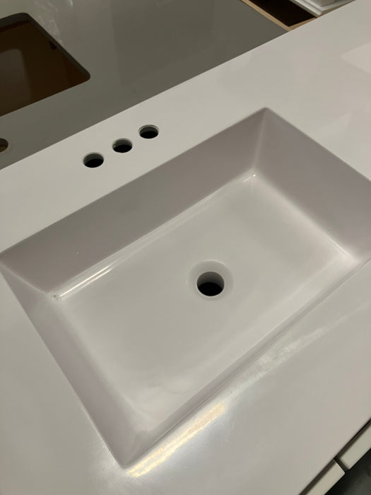 61-Inch W x 22-Inch D Vanity Top in White with Rectangle Bowl