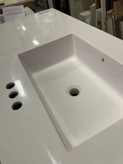 61-Inch W x 22-Inch D Vanity Top in White with Rectangle Bowl