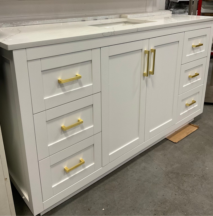 Wyndham Collection 60" White Single Vanity with Carrara Cultured Marble Top (New)