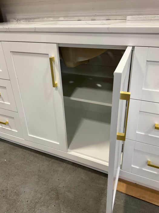 Wyndham Collection 60" White Single Vanity with Carrara Cultured Marble Top (New)