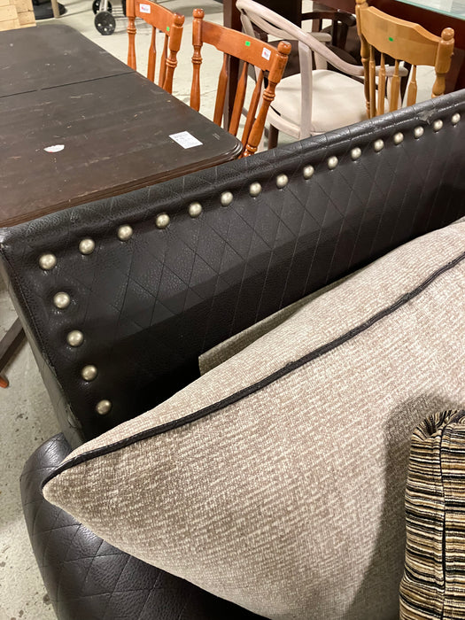 Brown Leather Sectional - (used)
