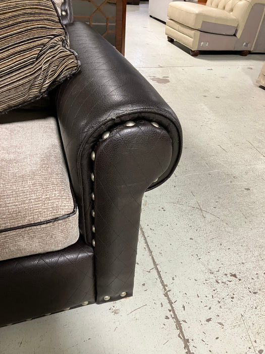 Brown Leather Sectional - (used)