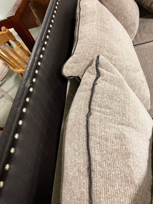 Brown Leather Sectional - (used)