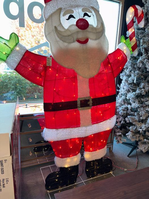 8Ft. Giant-Sized LED Santa with Candy Cane (NEW)