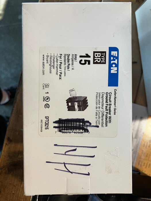 Eaton 15 Amp BR Type 2-Pole GFCI Breaker with Self-Test