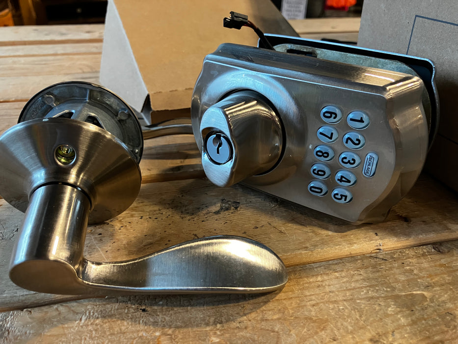 Schlage Accent Satin Nickel Keyless Keypad Electronic Deadbolt and Lever with Camelot Trim