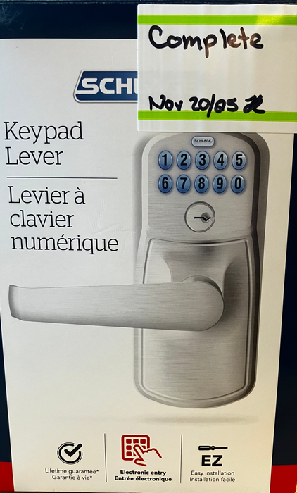 Schlage Plymouth Satin Chrome Electronic Door Lock with Elan Door Lever (New)