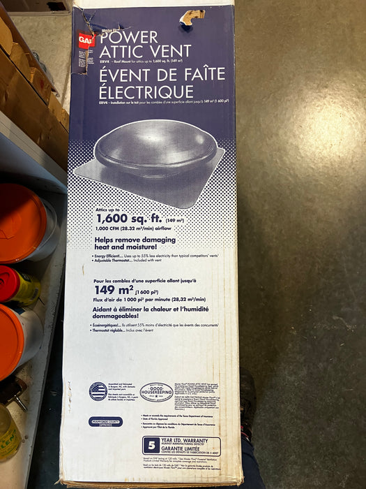 GAF Master Flow 1000 CFM Round Galvanized Power Roof Vent Fan in Black