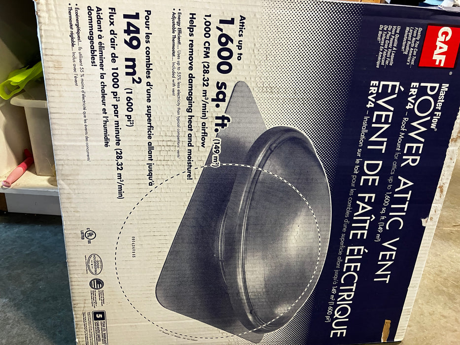 GAF Master Flow 1000 CFM Round Galvanized Power Roof Vent Fan in Black