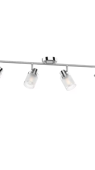 Hampton Bay Hardingbrook 36-inch 4-Light Chrome Fixed Linear Track Lighting Kit with Adjustable Frosted Glass Track Heads(new)