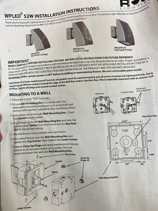RAB lighting Pack WPLED 52BL wall pack (NEW)