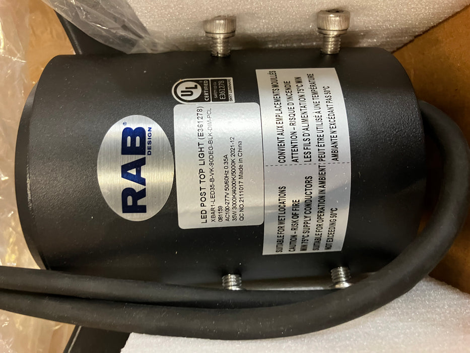 RAB DESIGN 081159 XBAR1-LED35: 35W 120-277V Variable Temp 90° Symmetrical Distribution Matte Black Finish Dimmable Polycarbonate Lens (NEW)