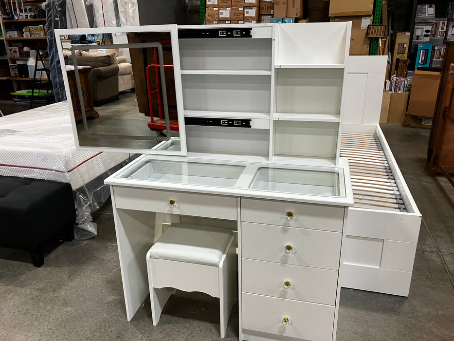 FUFU&GAGA Makeup Vanity Set Dressing Desk with glass (NEW)