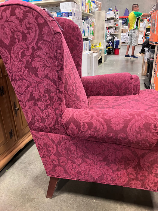 Burgandy Wingback Chair With Stool (USED)
