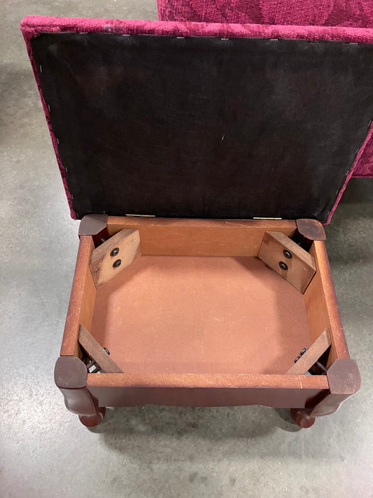 Burgandy Wingback Chair With Stool (USED)