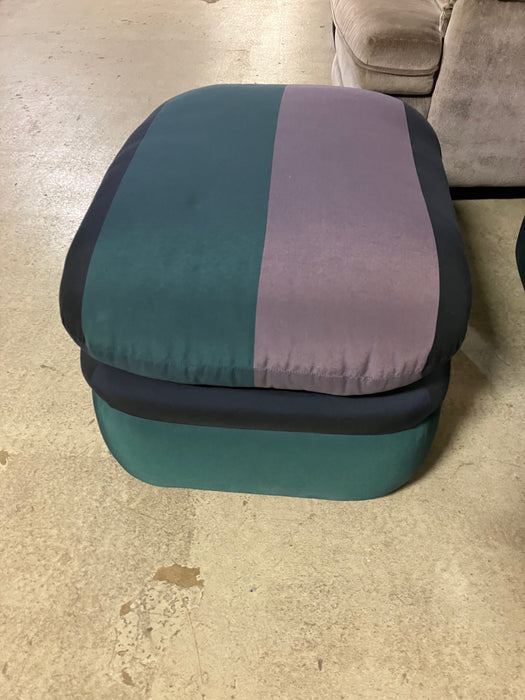 Blue/green striped chair and ottoman (used)