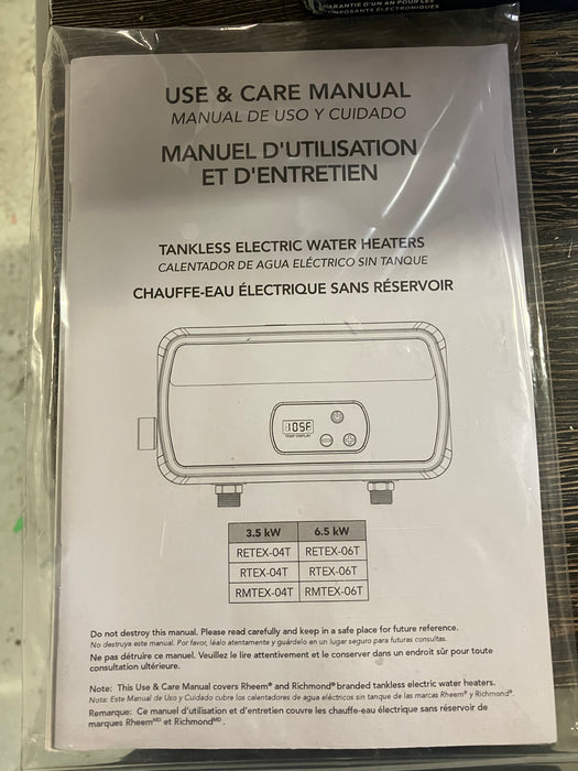 Rheem Performance 6kW 1.6 GPM 240-Volt Point of Use Tankless Electric Water Heater (used)