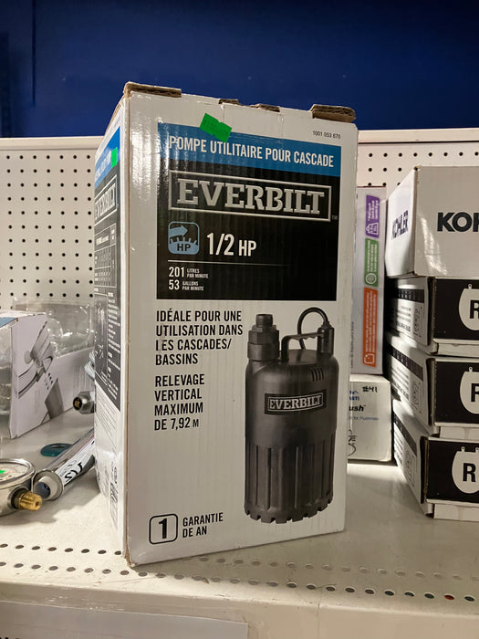 Everbilt 1/2 HP Submersible Utility Pump (NEW)