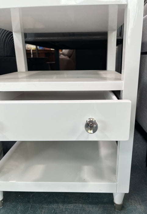 White Nightstand w/ Mirrored Top