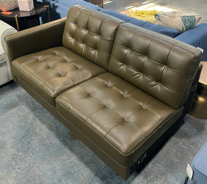 Olive Leather Sectional Loveseat