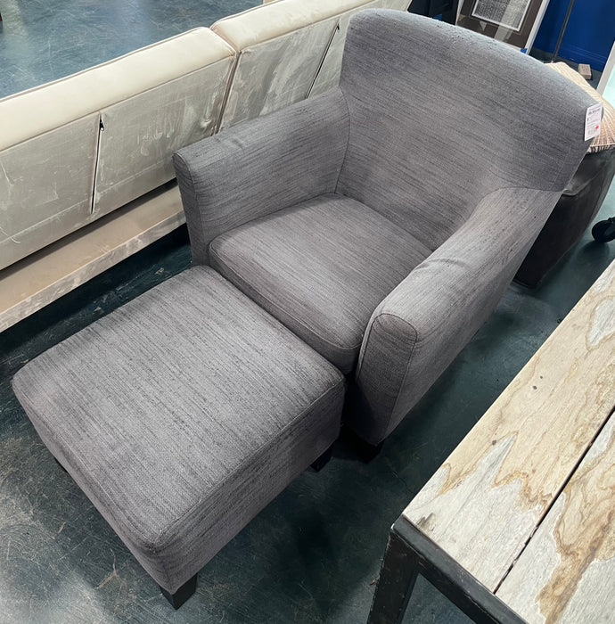 Grey Armchair and Ottoman Set
