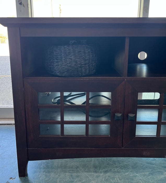 Wood Media Console w/ Glass Doors