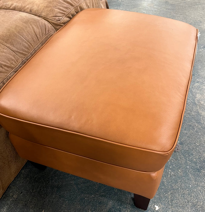 Brown Leather Ottoman (new)
