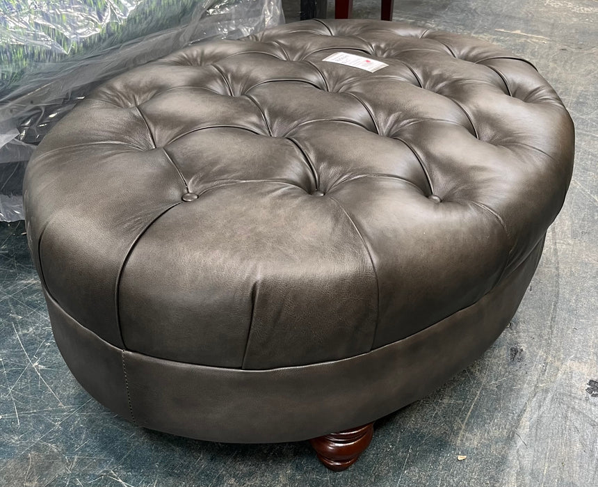 Charcoal Button Ottoman (new)