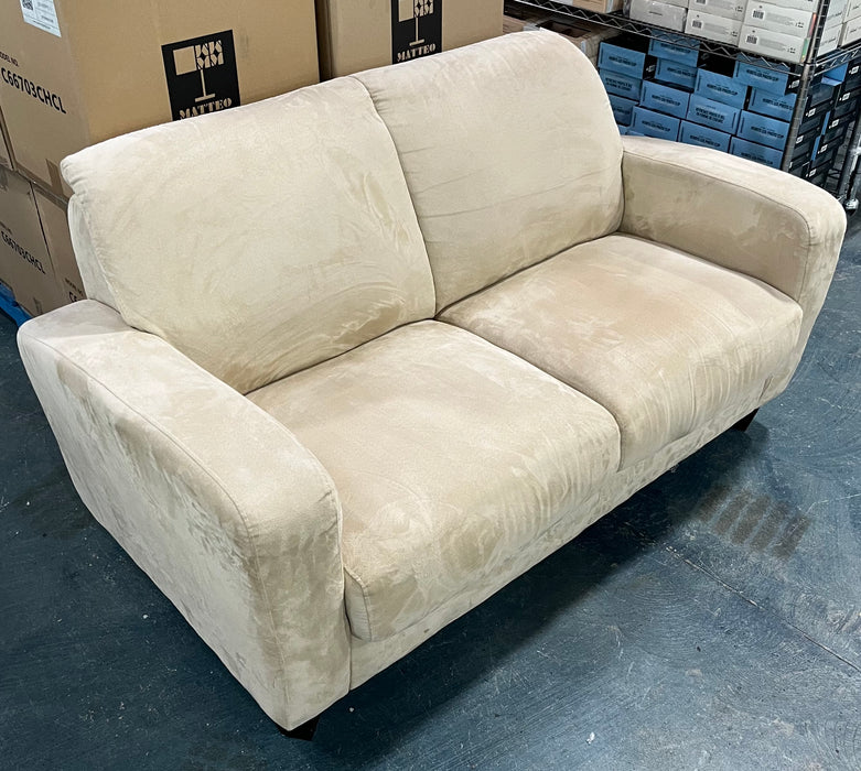 Beige Fabric Loveseat