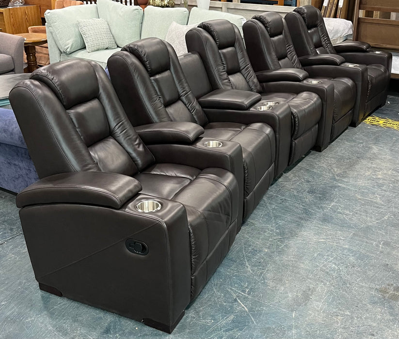 5-Piece Brown Leather Reclining Sectional (new)