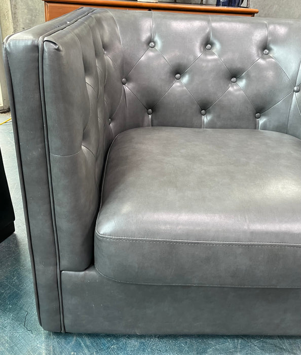 Grey Faux Leather Armchair