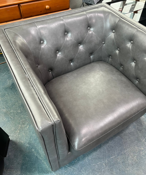 Grey Faux Leather Armchair