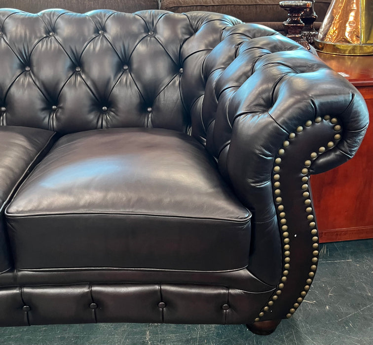 Tufted Dark Brown Leather Sofa (new)