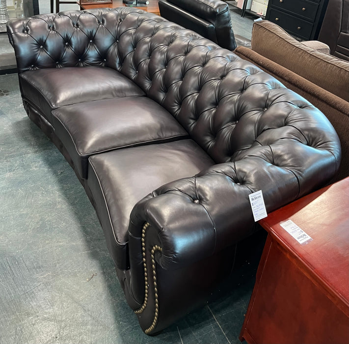 Tufted Dark Brown Leather Sofa (new)
